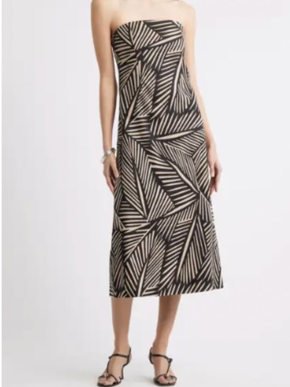 Nordstrom Strapless Linen Blend Midi dress, size XXS